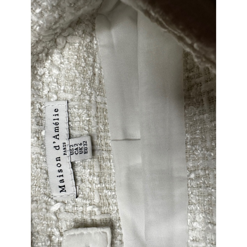 Maison d'Amelie White Tweed Bouclé Skirt‎ | Size 2 - Picture 4 of 5
